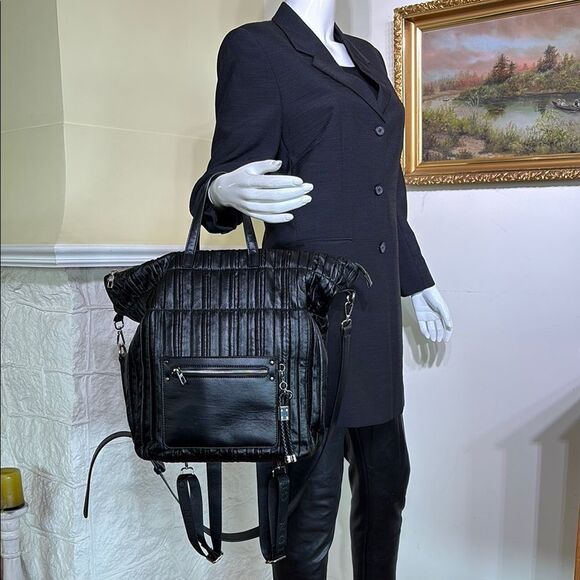 Celine Dion Extra Large Convertible Bag Crossbody Backpack Tote Vegan Leather - Picture 3 of 14